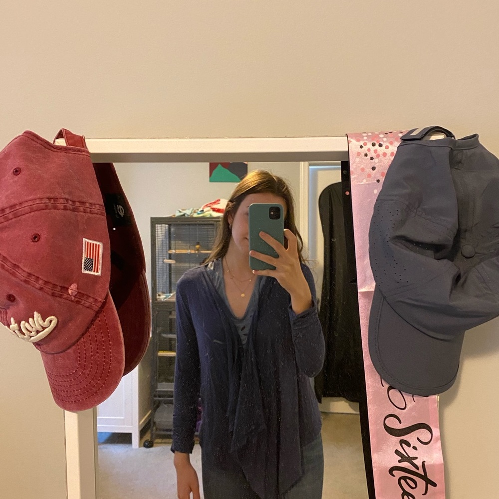 Premise Studio- Blue cropped cardigan